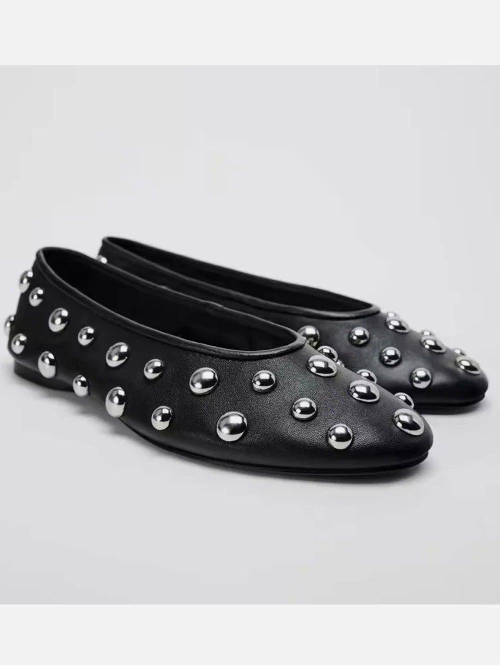 Zara Black Studded Ballet Flats
